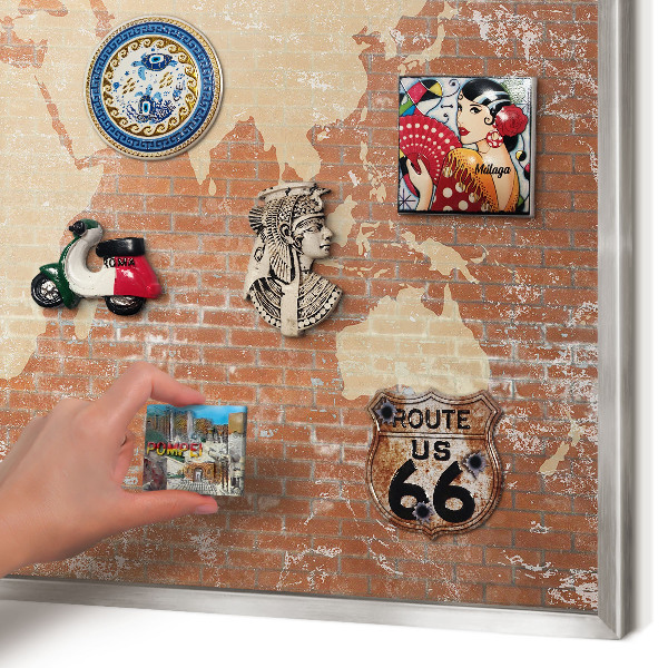 Printed magnet board in a silver frame Brick map