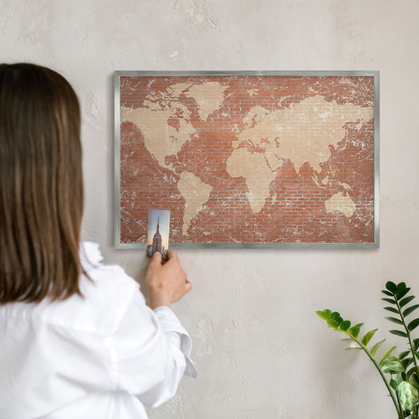 Printed magnet board in a silver frame Brick map