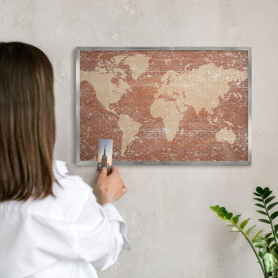 Printed magnet board in a silver frame Brick map