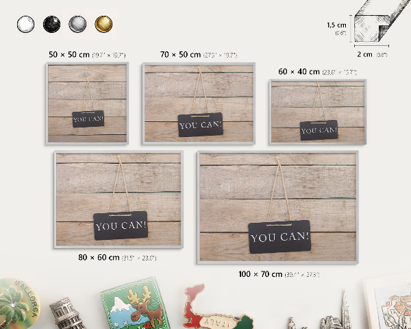 Souvenir magnet display board with a silver frame Motivation every day