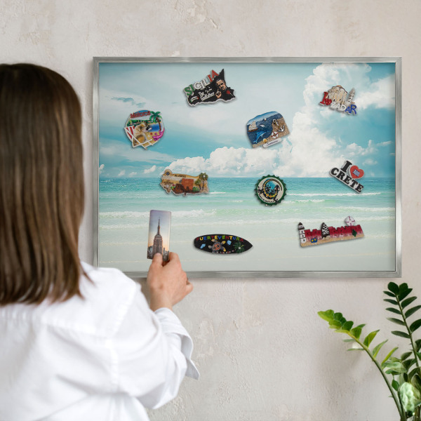 Printed magnet board in a silver frame Maritime harmony