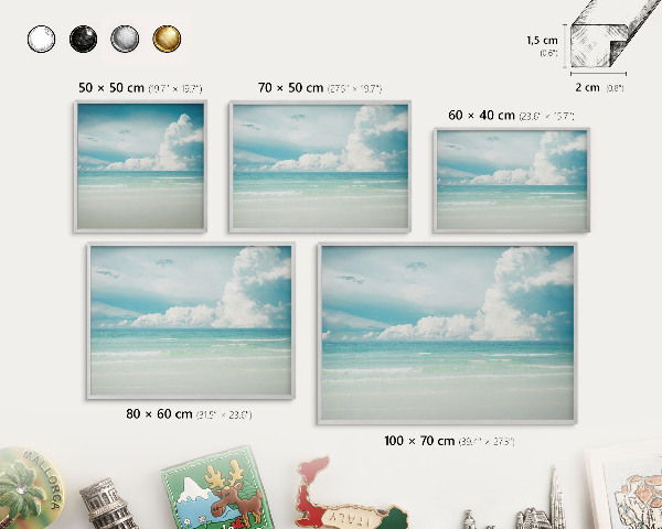 Printed magnet board in a silver frame Maritime harmony
