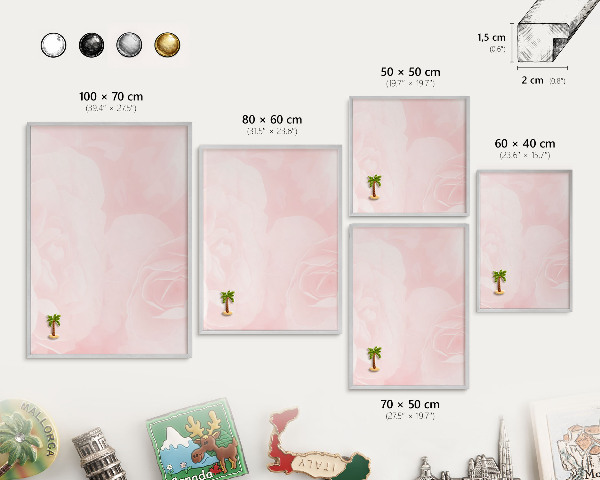 Printed magnet board in a silver frame Delicate pink