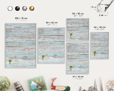 Souvenir magnet display board with a silver frame Rustic boards