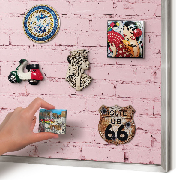 Printed magnet board in a silver frame Pink brick