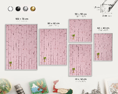 Printed magnet board in a silver frame Pink brick
