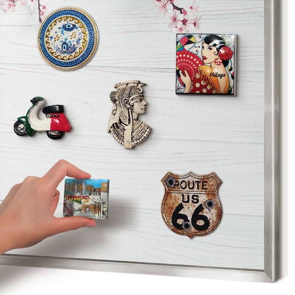Souvenir magnet display board with a silver frame Blooming Elegance