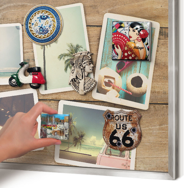 Printed magnet board in a silver frame Holiday nostalgia