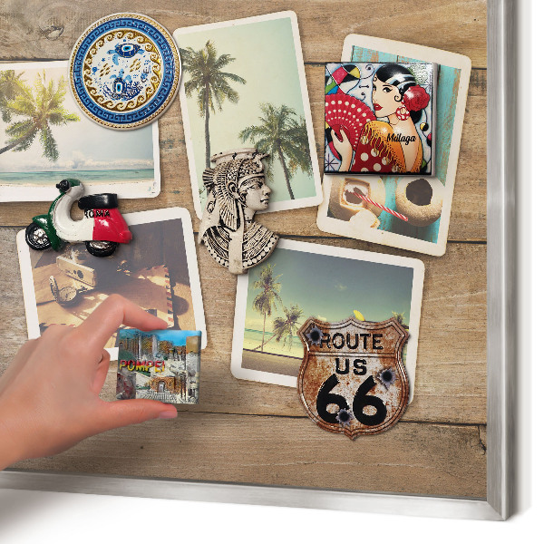 Printed magnet board in a silver frame Holiday nostalgia