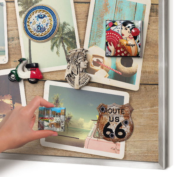 Printed magnet board in a silver frame Holiday nostalgia