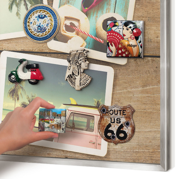 Printed magnet board in a silver frame Holiday nostalgia