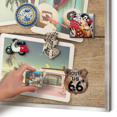 Printed magnet board in a silver frame Holiday nostalgia