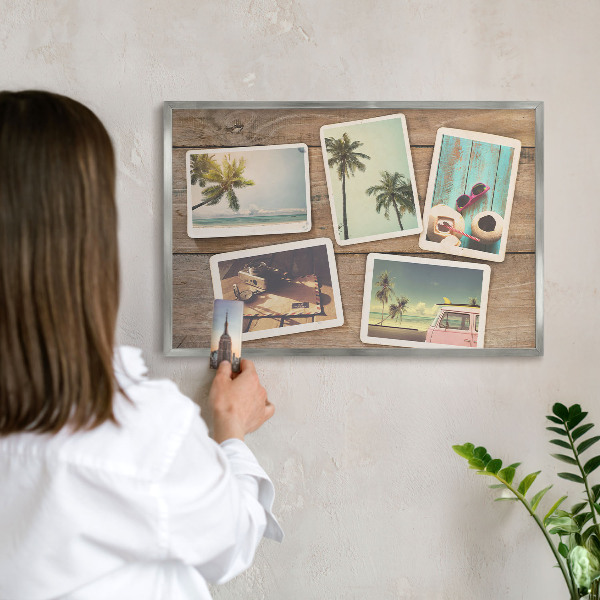 Printed magnet board in a silver frame Holiday nostalgia