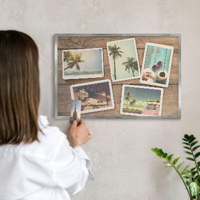 Printed magnet board in a silver frame Holiday nostalgia