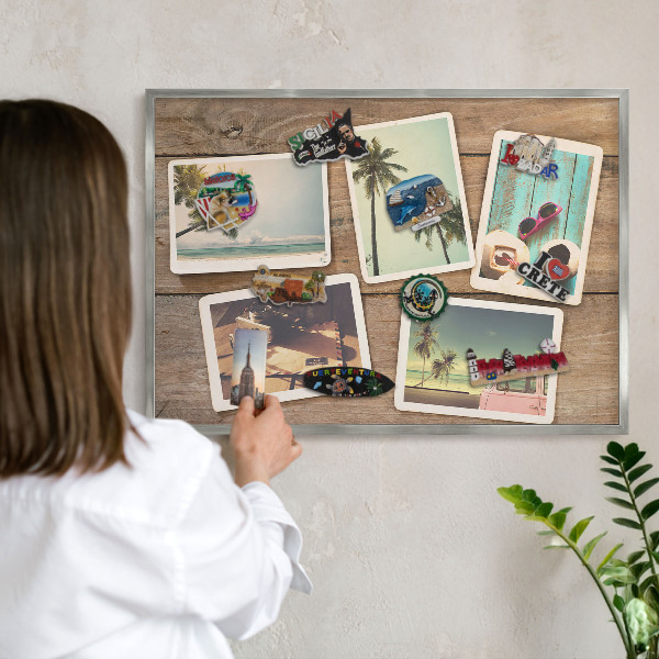 Printed magnet board in a silver frame Holiday nostalgia
