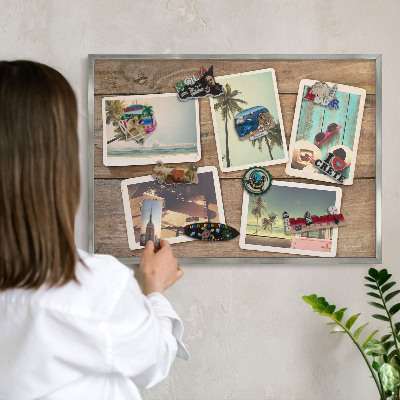 Printed magnet board in a silver frame Holiday nostalgia