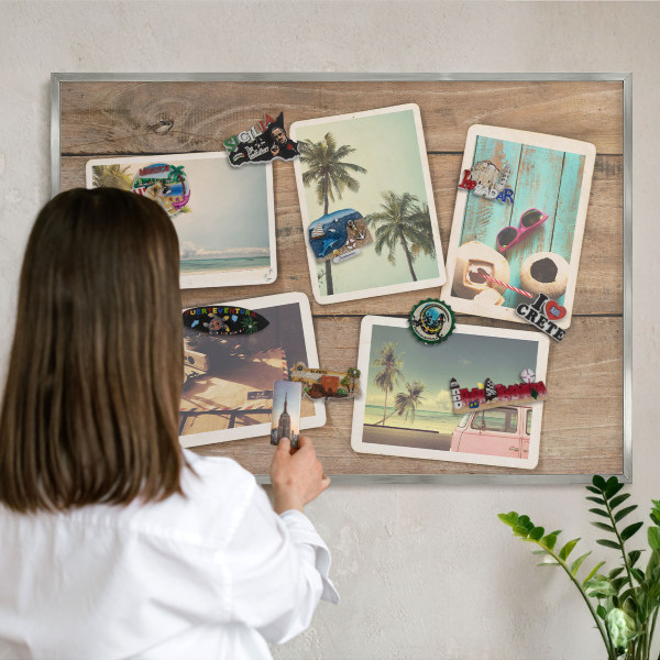 Printed magnet board in a silver frame Holiday nostalgia