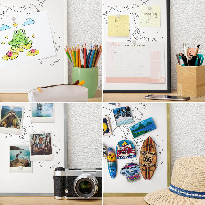 Souvenir magnet display board with a silver frame Contour map