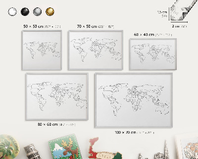 Souvenir magnet display board with a silver frame Contour map