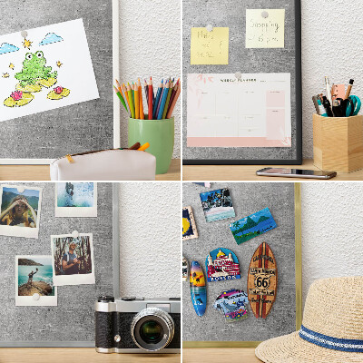 Printed magnet board in a silver frame Concrete pattern