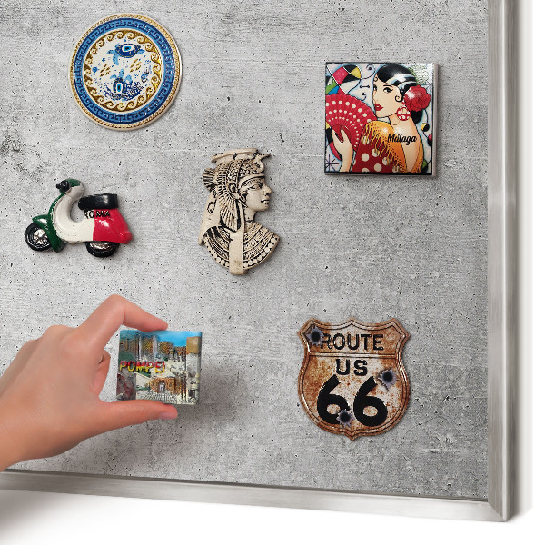 Printed magnet board in a silver frame Concrete pattern