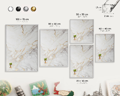 Souvenir magnet display board with a silver frame Marble elegance