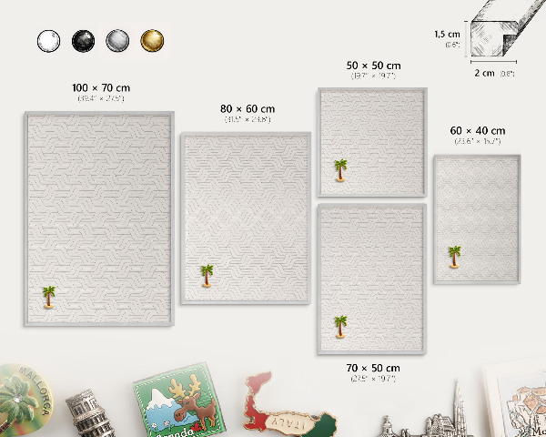 Printed magnet board in a silver frame Gentle waves