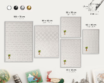 Printed magnet board in a silver frame Gentle waves