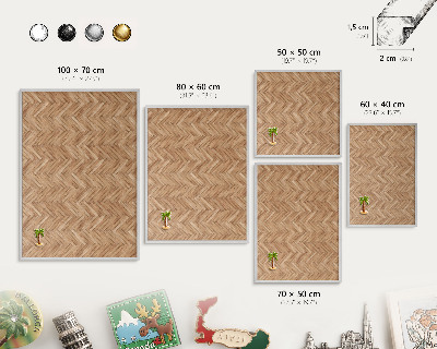 Souvenir magnet display board with a silver frame Herringbone pattern