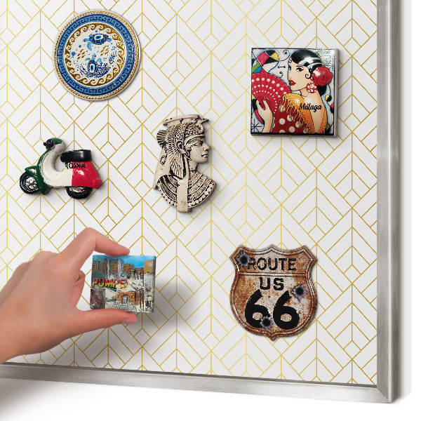 Printed magnet board in a silver frame Leaf geometry