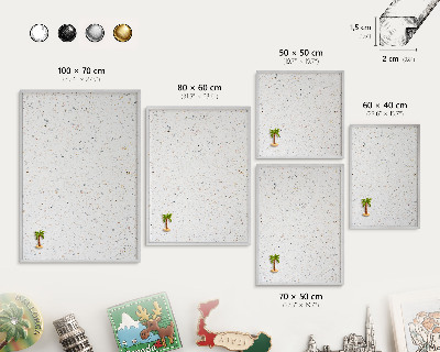 Printed magnet board in a silver frame Terrazzo pattern