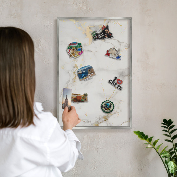 Printed magnet board in a silver frame Delicate elegance