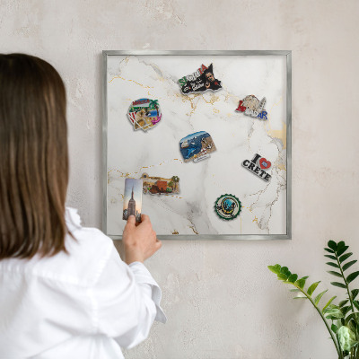 Printed magnet board in a silver frame Delicate elegance