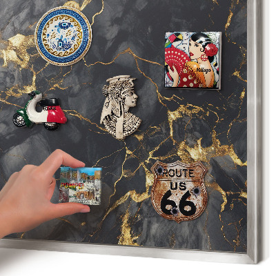 Souvenir magnet display board with a silver frame Delicate veins