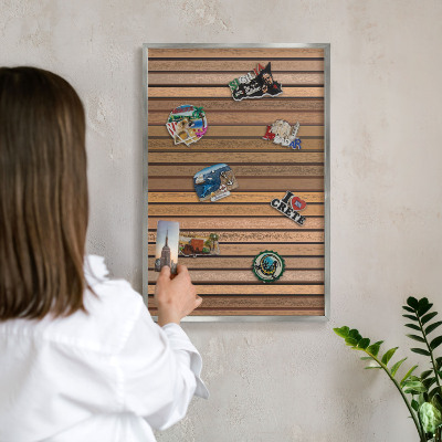 Printed magnet board in a silver frame Warm belts