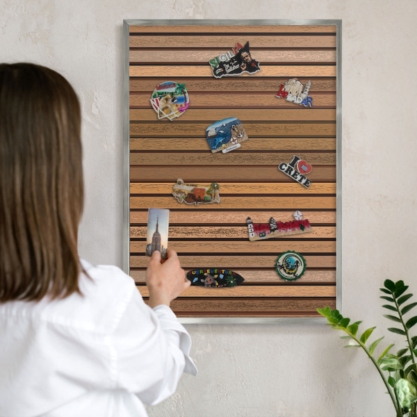 Printed magnet board in a silver frame Warm belts