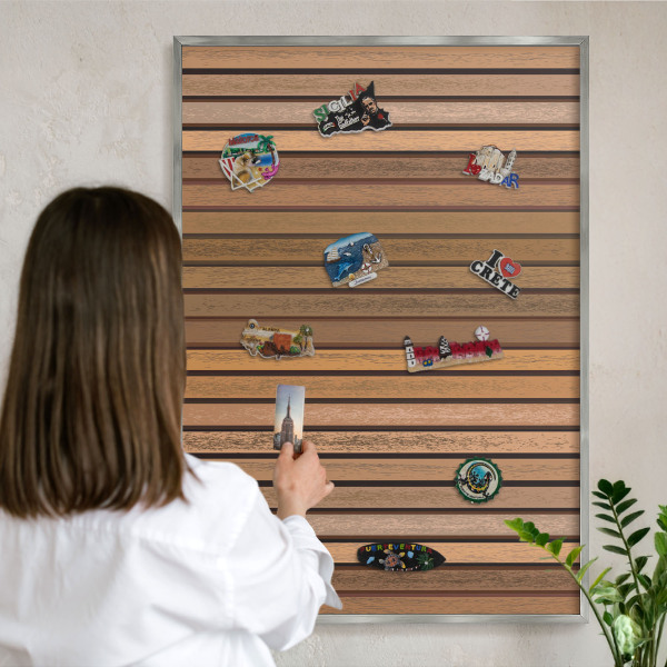 Printed magnet board in a silver frame Warm belts