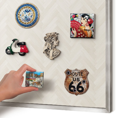 Souvenir magnet display board with a silver frame Subtle herringbone