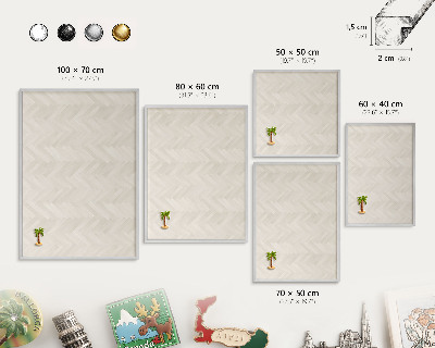 Souvenir magnet display board with a silver frame Subtle herringbone