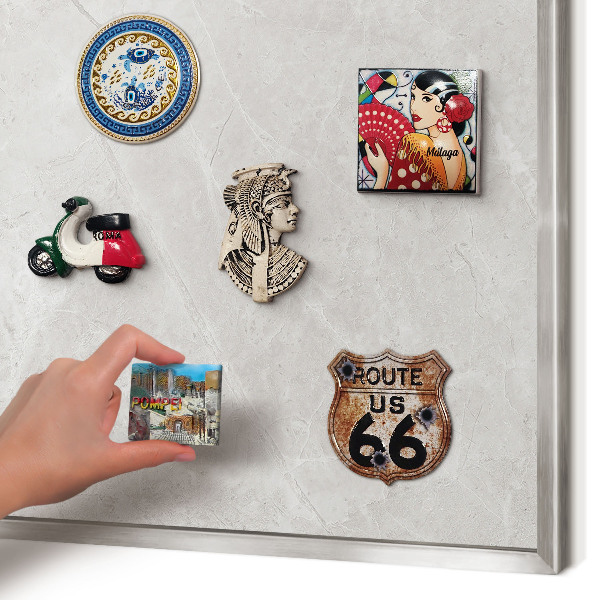 Printed magnet board in a silver frame Gray marble