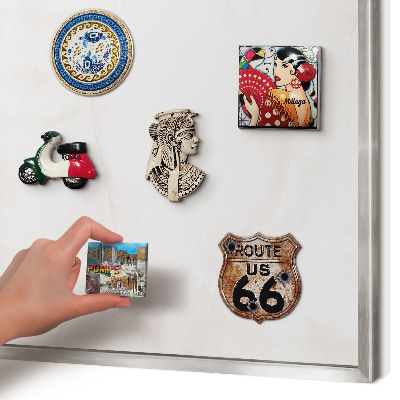 Souvenir magnet display board with a silver frame Marble elegance