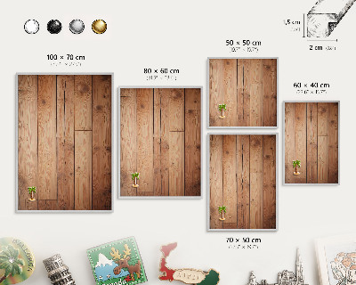 Souvenir magnet display board with a silver frame Wooden boards