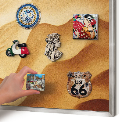 Printed magnet board in a silver frame Sand waves