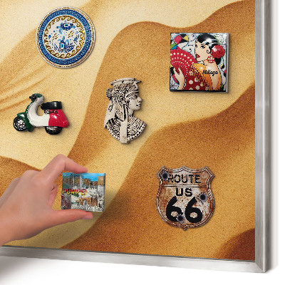 Printed magnet board in a silver frame Sand waves