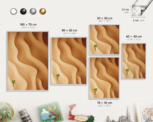 Printed magnet board in a silver frame Sand waves
