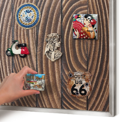 Printed magnet board in a silver frame Wood structure