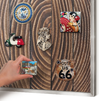 Printed magnet board in a silver frame Wood structure