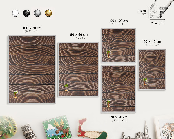 Printed magnet board in a silver frame Wood structure