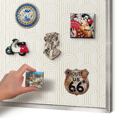 Souvenir magnet display board with a silver frame Artistic arches