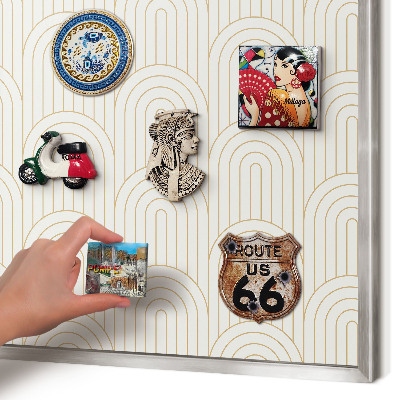 Souvenir magnet display board with a silver frame Artistic arches